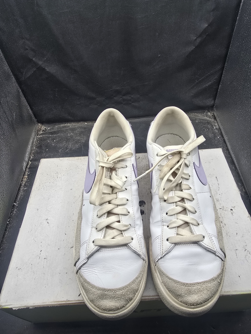 Nike Women's White Low-Top Sneakers with Lavender Swoosh